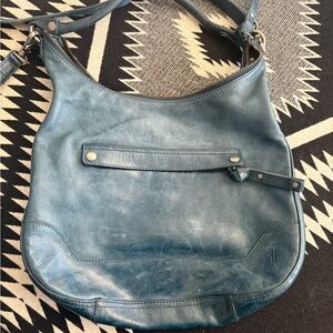 Frye Teal Leather Hobo Bag